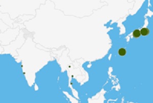 Mapa de Asia con las ciudades dónde me he tomado algo...