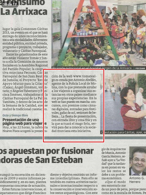 Nota de prensa en el periódico "LA OPINIÓN" de Murcia